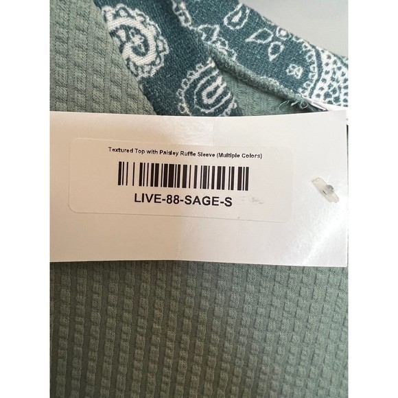 NWT Ces Femme textured tank with paisley ruffle sleeve Small - Picture 5 of 5